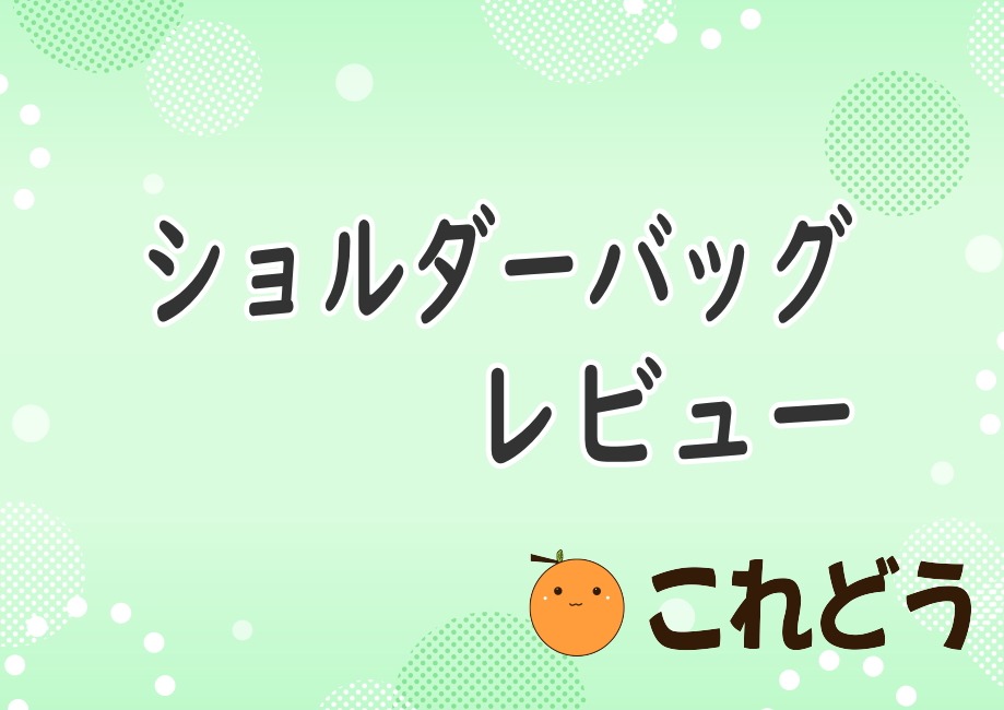 ショルダーバッグレビュー　これどう　と緑の背景に黒い文字で書かれた画像